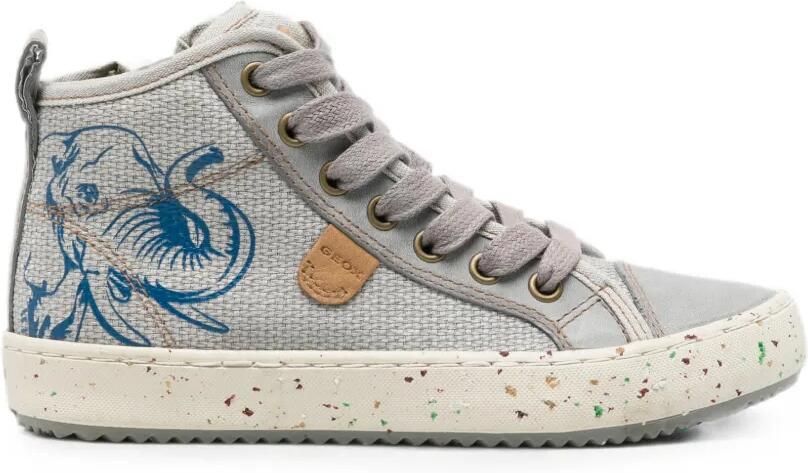 Geox Kids High-top sneakers met olifantprint Grijs