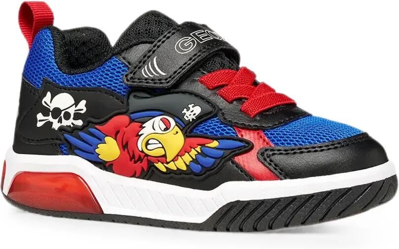 Geox Kids Inek sneakers met klittenband en papegaaipatch Blauw