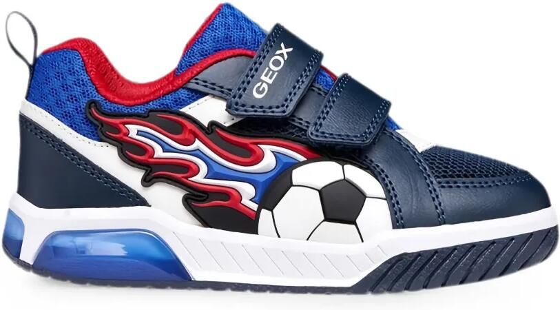 Geox Kids Inek sneakers met klittenband en voetbal-patch Blauw - Foto 3