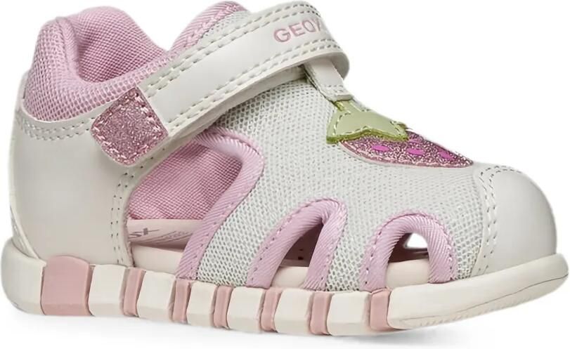 Geox Kids Iupidoo sandalen met klittenband en aardbeienpatch Wit