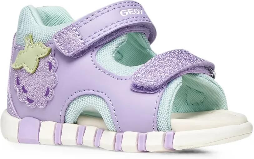 Geox Kids Iupidoo sandalen met klittenband en bessen-patch Paars