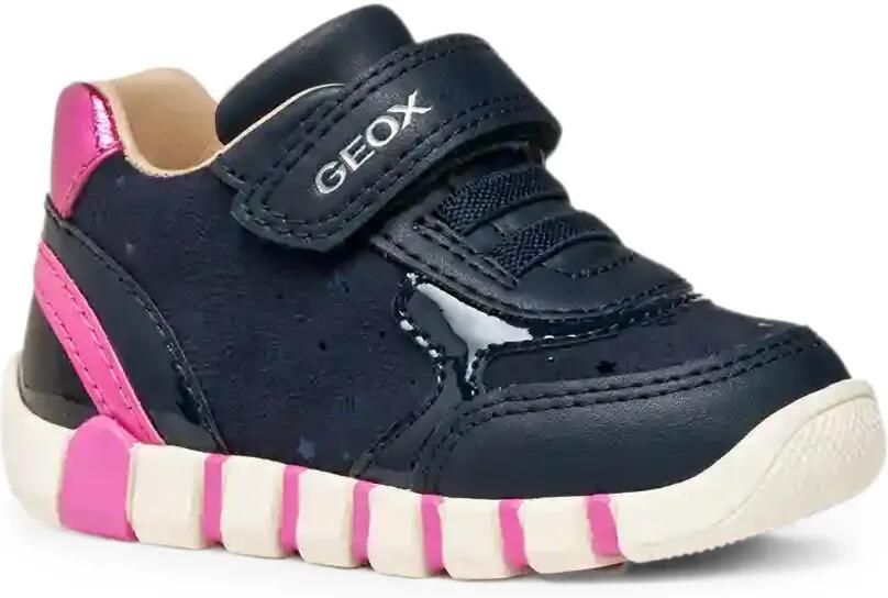 Geox Kids Iupidoo sneakers met klittenband en sterprint Blauw