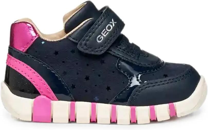 Geox Kids Iupidoo sneakers met klittenband en sterprint Blauw - Foto 4