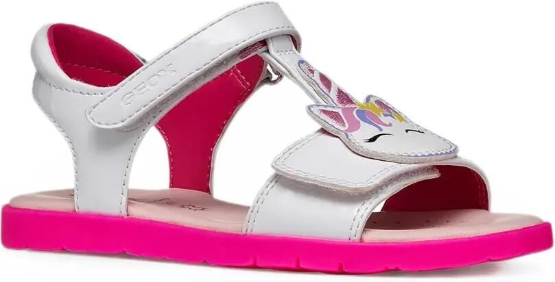 Geox Kids Joyfoot sandalen met klittenband en eenhoornpatch Wit