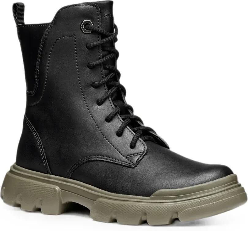 Geox Kids Junette veterlaarzen met chunky zool Zwart