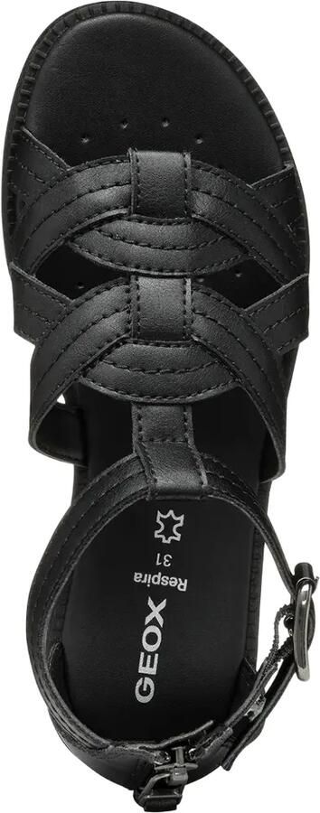 Geox Kids Karly gekooide sandalen met gesp Zwart - Foto 4