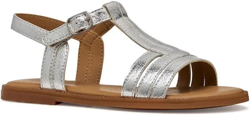Geox Kids Karly metallic sandalen met T-bandje Zilver