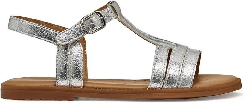 Geox Kids Karly metallic sandalen met T-bandje Zilver - Foto 5