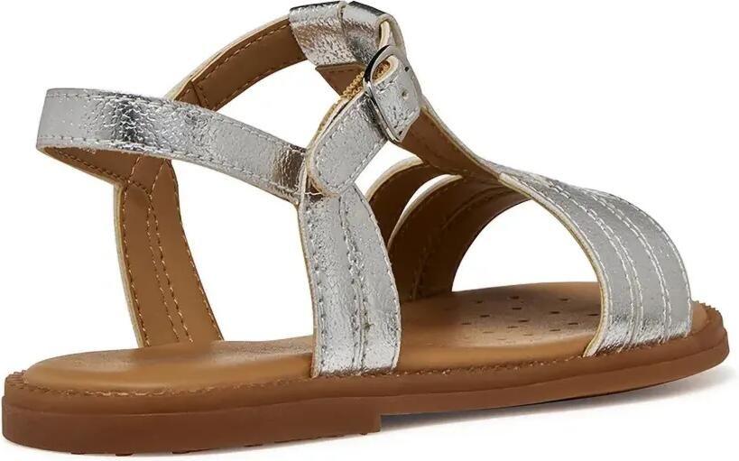Geox Kids Karly metallic sandalen met T-bandje Zilver - Foto 2