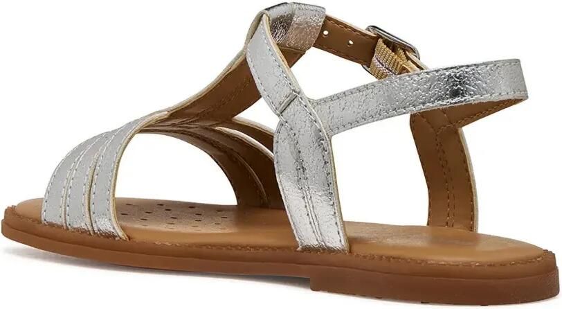 Geox Kids Karly metallic sandalen met T-bandje Zilver - Foto 3