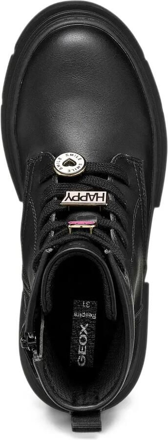 Geox Kids Karsyn charm-embellished lace-up boots Zwart