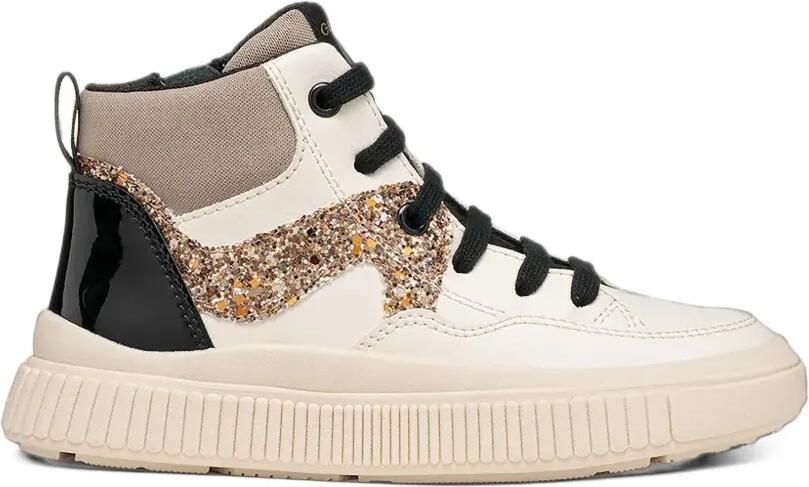 Geox Kids Laquinny glitter-detail high-top sneakers Beige