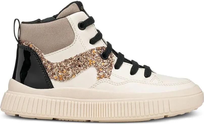 Geox Kids Laquinny high-top sneakers met glitters Beige