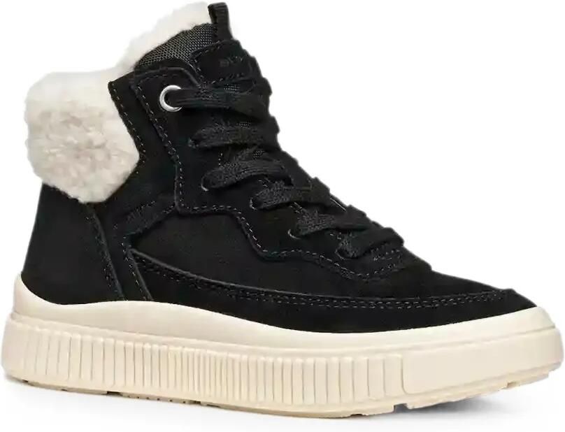 Geox Kids Laquinny veterlaarzen met afwerking van imitatielamswol Zwart