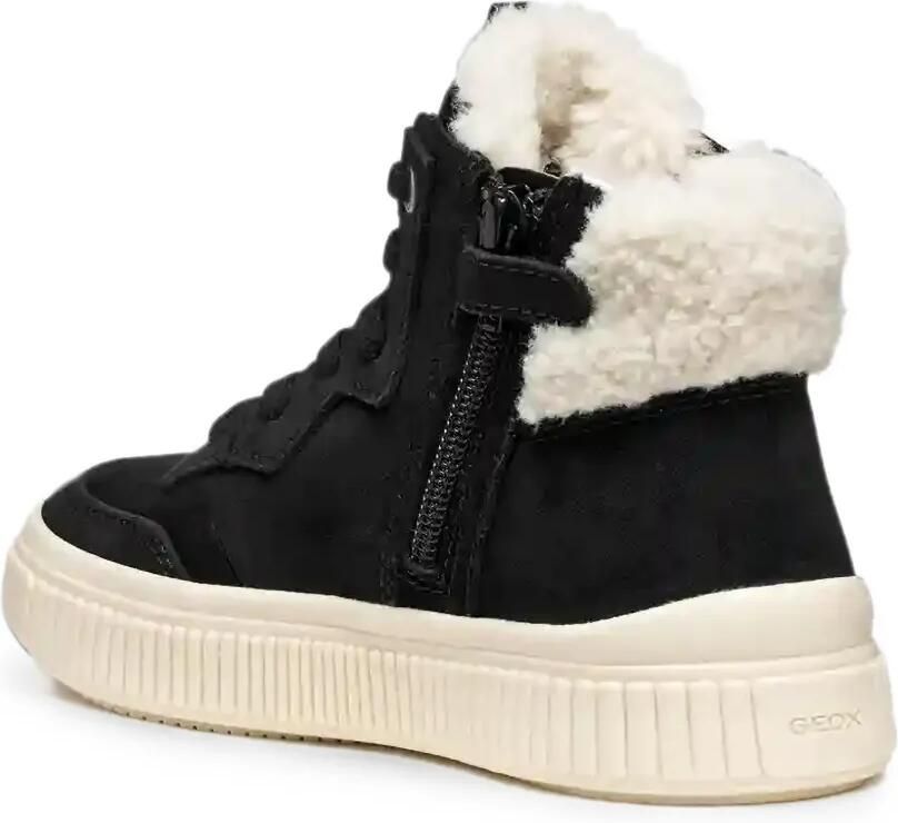 Geox Kids Laquinny veterlaarzen met afwerking van imitatielamswol Zwart - Foto 3