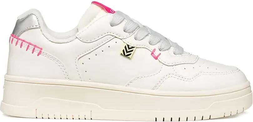 Geox Kids Lestrella sneakers met contrasterend stiksels en geperforeerde details Beige