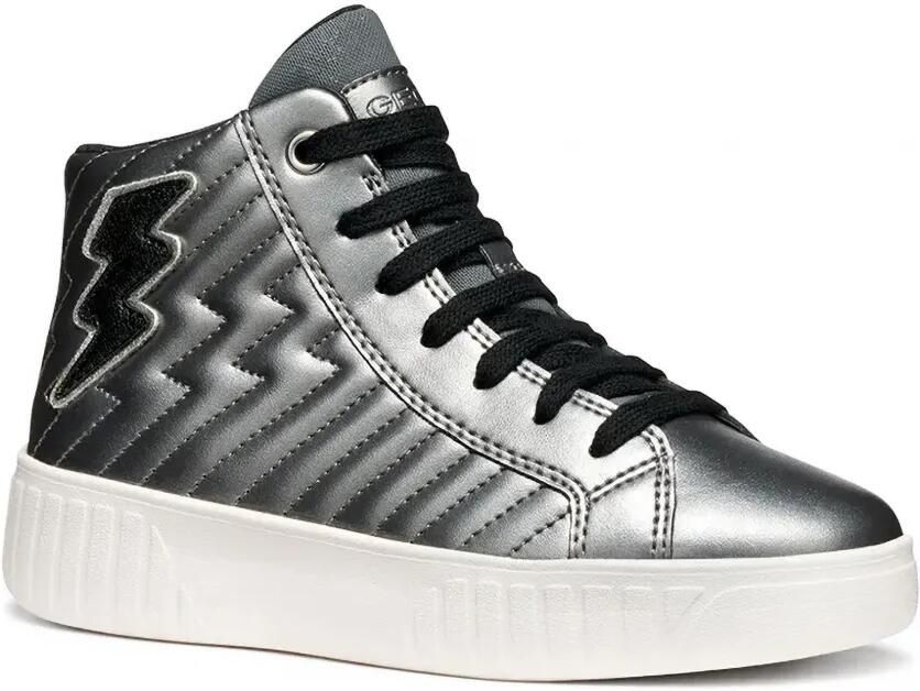 Geox Kids lightning bolt-patch quilted sneakers Zilver