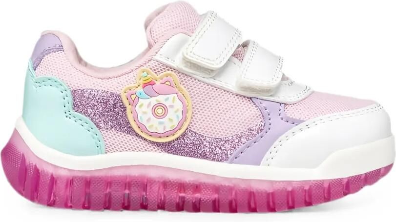 Geox Kids Lightyloo low-top sneakers met glitters Roze