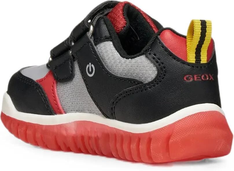 Geox Kids Lightyloo sneakers met klittenband en vlam print Zwart - Foto 3