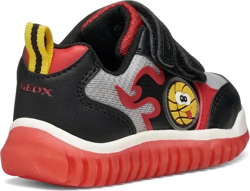 Geox Kids Lightyloo sneakers met klittenband en vlam print Zwart - Foto 2