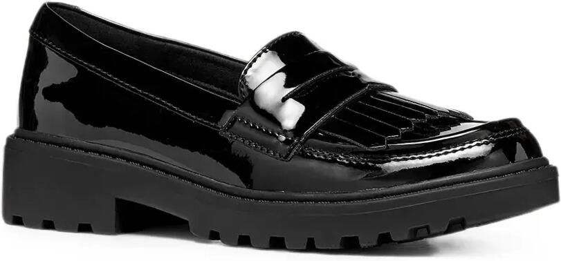 Geox Kids Loafers met franje en gelakte afwerking Zwart