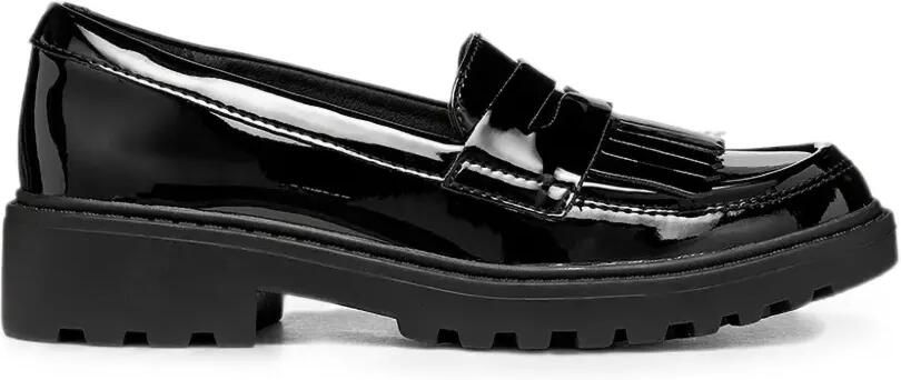 Geox Kids Loafers met franje en gelakte afwerking Zwart