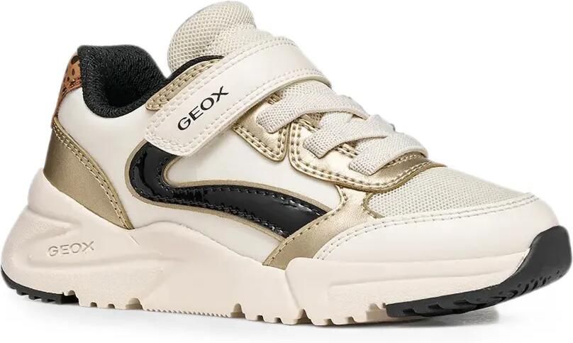 Geox Kids Loftus sneakers met klittenband en dierenprint Beige
