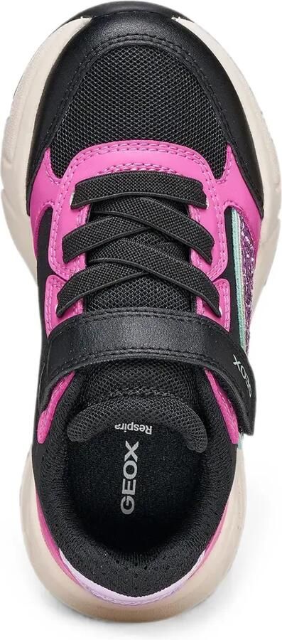 Geox Kids Loftus sneakers met klittenband en glitters vlakken Zwart - Foto 4