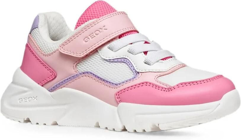 Geox Kids Loftus sneakers met mesh vlak en klittenband Roze