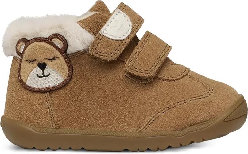 Geox Kids Macchia enkellaarzen met klittenband en beer-patch Bruin