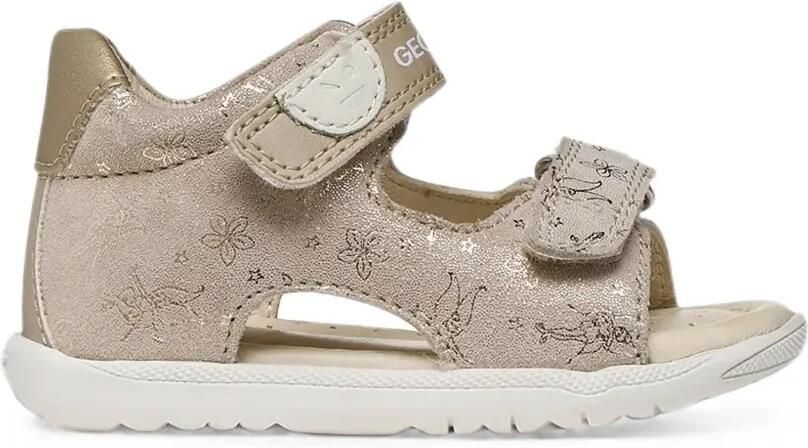 Geox Kids Macchia metallic sandalen met bloe print Beige