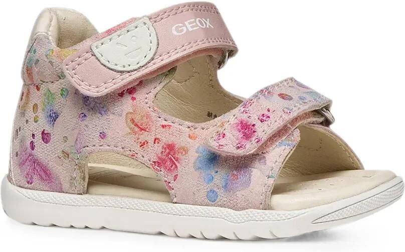 Geox Kids Macchia sandalen met klittenband en bloe print Roze