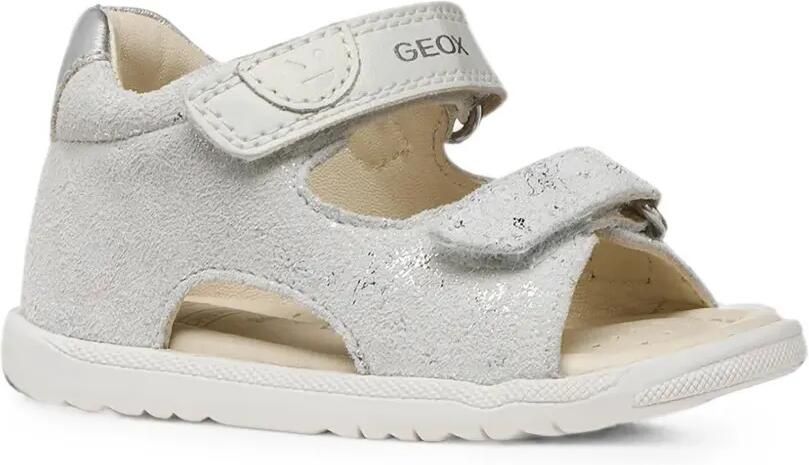 Geox Kids Macchia sandalen met klittenband en glitters-effect Zilver