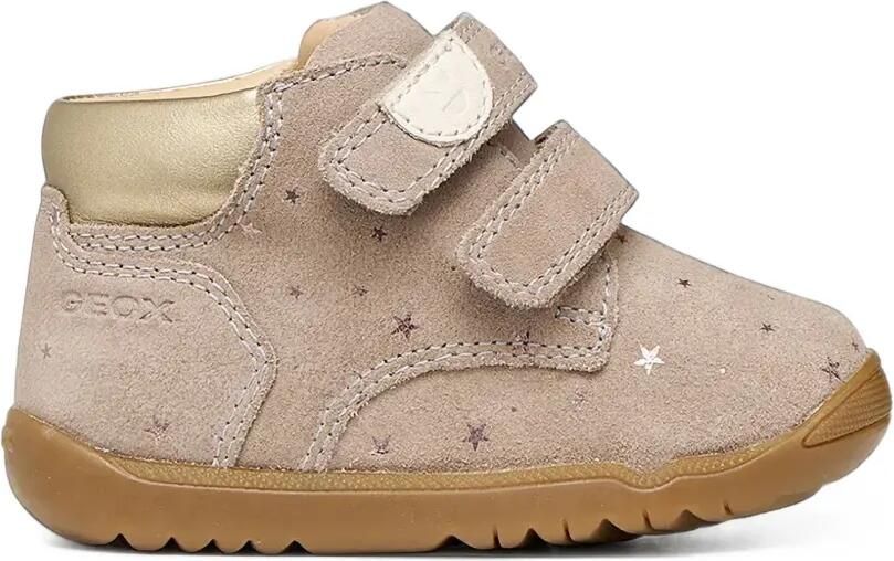 Geox Kids Macchia sneakers met klittenband en ster-print Beige