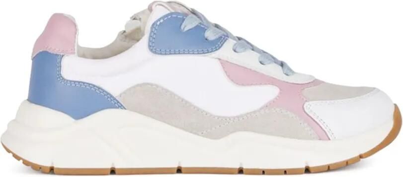 Geox Kids Mawazy low-top sneakers met vlakken Wit