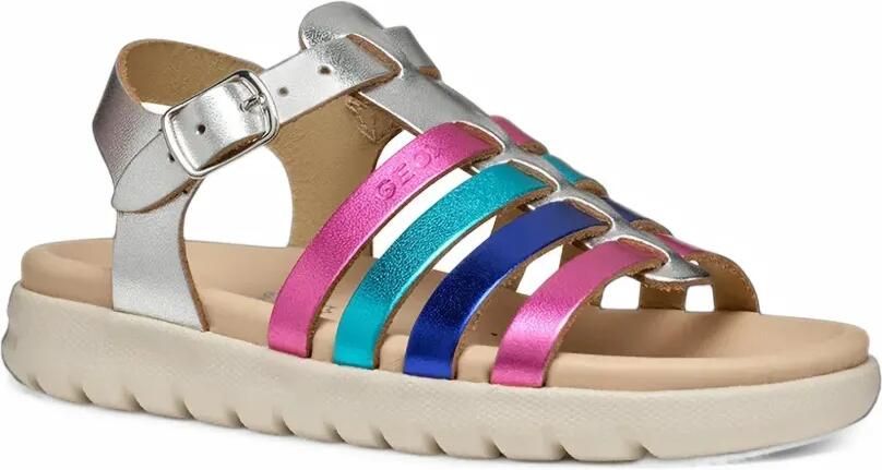 Geox Kids metallic cage sandals Zilver