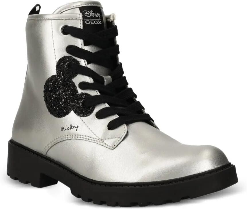 Geox Kids Mickey veterlaarzen met glitters-patchwork Zilver