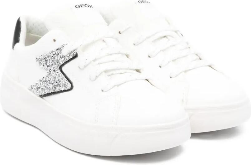Geox Kids Mikiroshi sneakers met glitter-ster Wit
