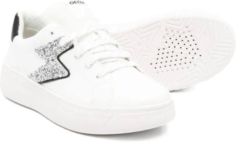 Geox Kids Mikiroshi sneakers met glitter-ster Wit - Foto 3