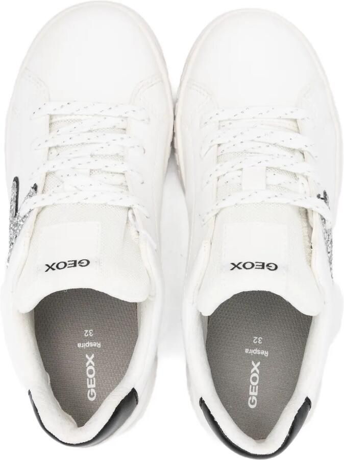 Geox Kids Mikiroshi sneakers met glitter-ster Wit - Foto 2