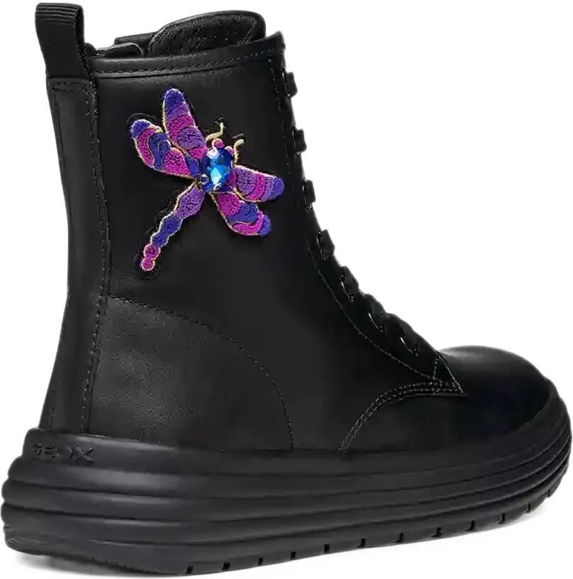 Geox Kids Phaolae enkellaarzen met libelle-patch Zwart