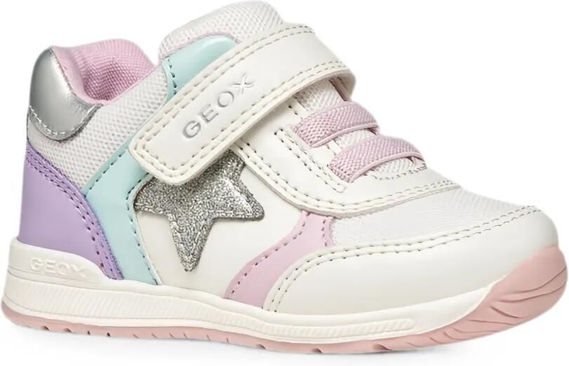 Geox Kids Rishon sneakers met ster-patch en glitters Wit