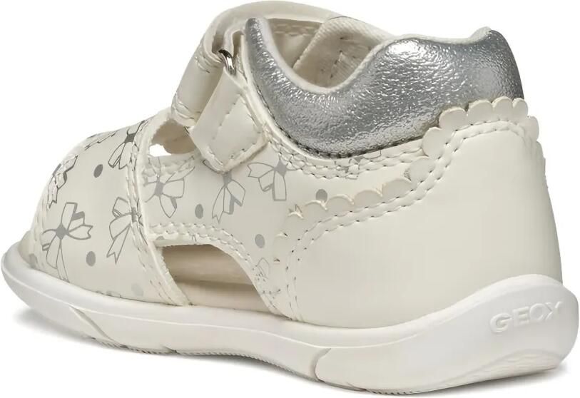 Geox Kids Sandalen met bloe print en open neus Wit