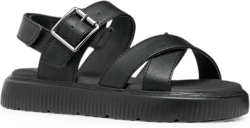 Geox Kids Sandalen met gekruiste bandjes en open neus Zwart