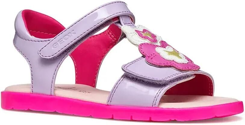 Geox Kids Sandalen met klittenband en bloe patch Paars