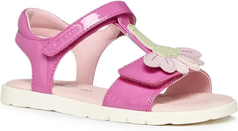 Geox Kids Sandalen met klittenband en bloe patch Roze