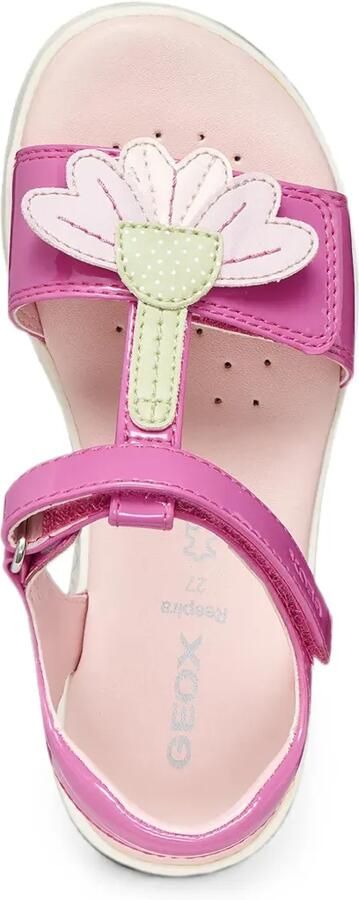 Geox Kids Sandalen met klittenband en bloe patch Roze - Foto 4