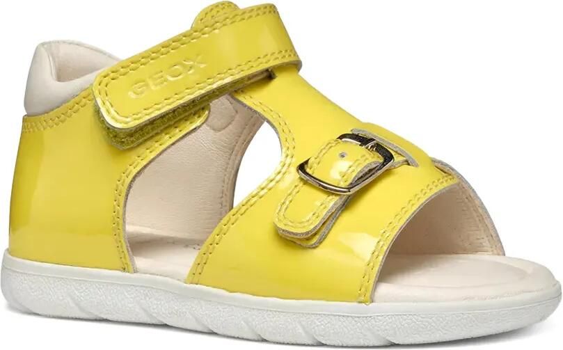 Geox Kids Sandalen met klittenband en lakleren afwerking Geel