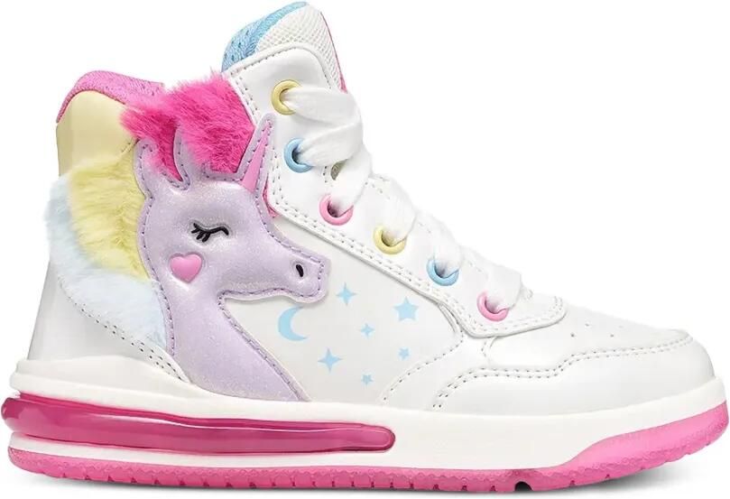 Geox Kids Sketlite lichtgevende sneakers met eenhoorn-patch Wit
