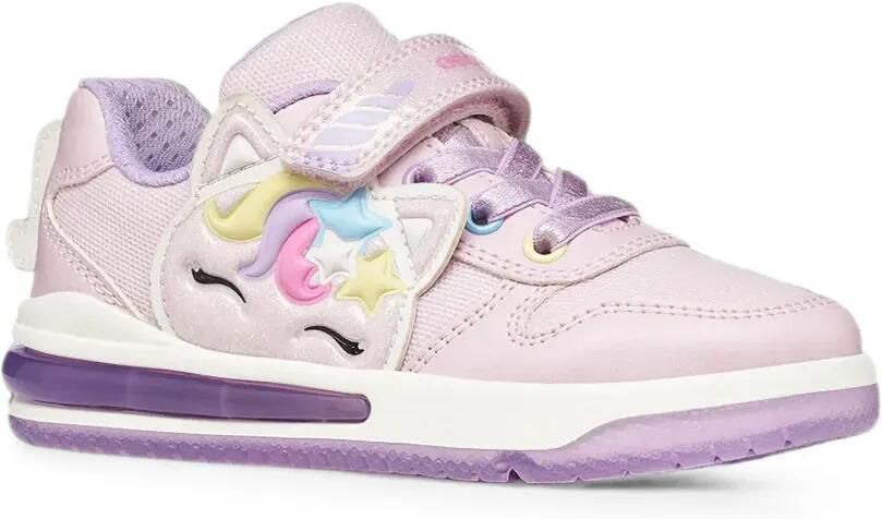 Geox Kids Sketlite sneakers met klittenband en eenhoornpatch Roze